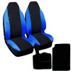 Coprisedili Smart fortwo - Seconda Serie W451 (2007-2015) - bicolore nero blu royal con tappetini in moquette